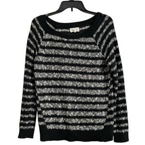 Lou & Grey LOFT Striped Sweater Black‎ & White Knit Pullover Size M